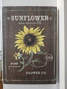 Rustic Wood Mammoth Sunflower Seed Packet Farmhouse Wall Art Plaque 12" x 16"